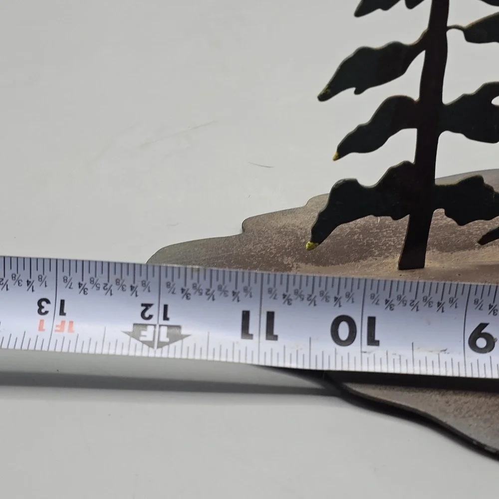 Vintage Metal Rustic Eagle Landing Pine Tree Table Lamp Mancave Cabin Minimalist
